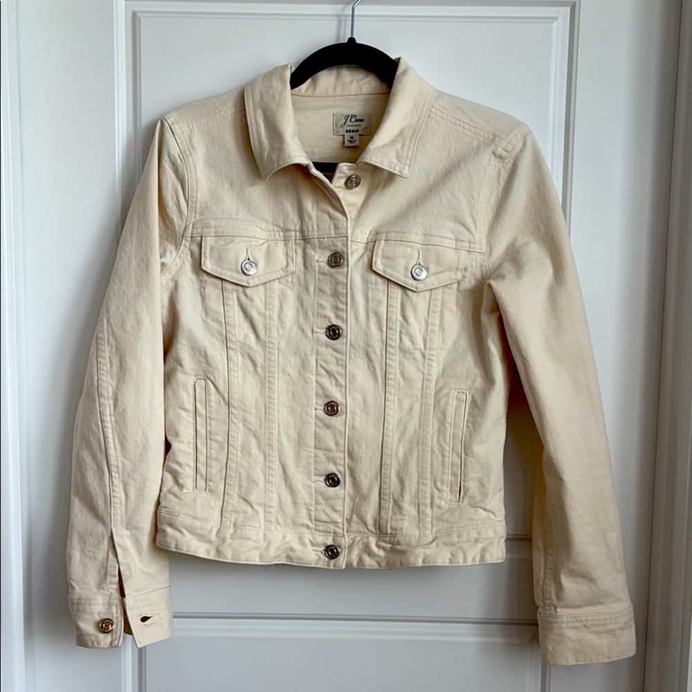 J. Crew Cream Jean Jacket Fitted Silhouette